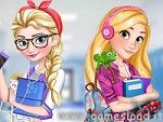 Elsa and Rapunzel College Girls